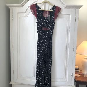 Free People Black floral and plaid maxi dress